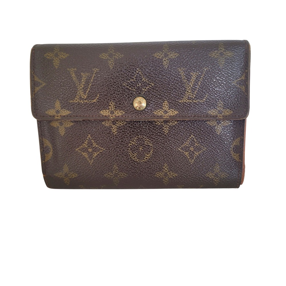 Louis Vuitton Monogram Trifold Wallet Brown Canvas Vintage SP1907 France